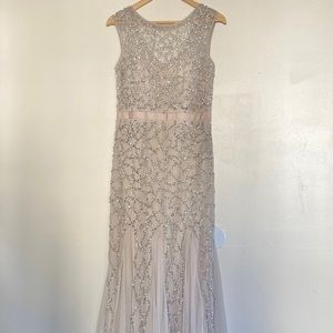 Adrianna Papell Beaded Godet Floor Length Dress